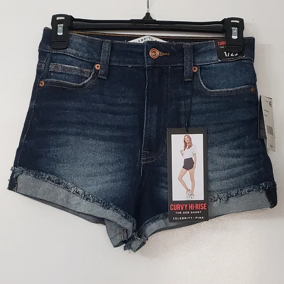 Celebrity Pink Curvy Hi-Rise The Deb Distressed Cutoff Shorts Size 1/25 … - Picture 1 of 8